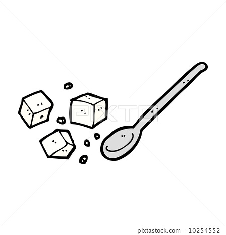 图库插图 cartoon sugar lumps and spoon