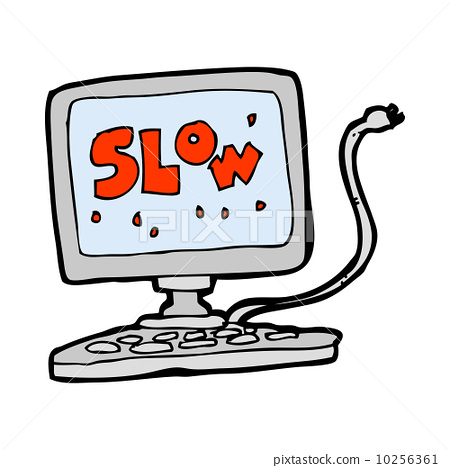 插图素材: cartoon slow computer
