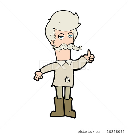 插图素材: cartoon old man in poor clothes