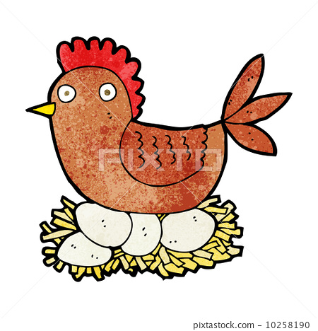 插图素材: cartoon hen on eggs