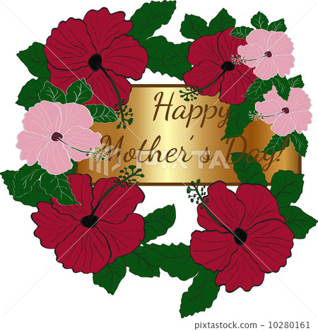 illustration : vector mothers day greeting card with hibiscus