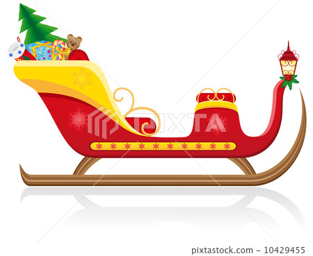 christmas sleigh of santa claus with gifts vector illustration