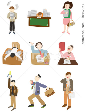 图库插图: cartoon office workers icon