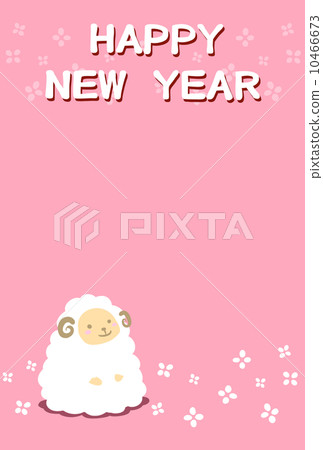 stock illustration: new year"s card, year of the sheep, sheep