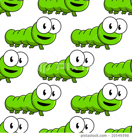 seamless pattern of cartoon green caterpillars