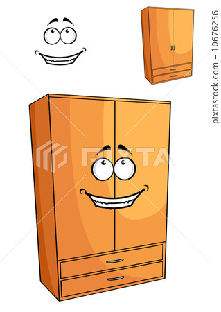 stock illustration: cartoon wooden bedroom cupboard or wardrob