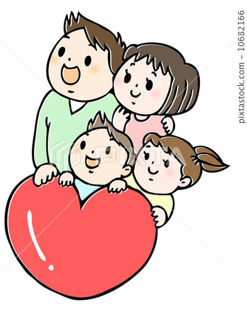 four person family, parent and child, household