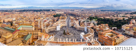 saint peter's square in vatican and aerial view of rome