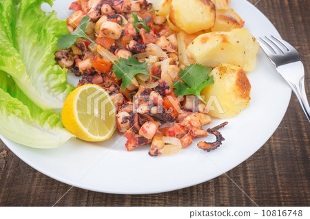 delicacy dish of grilled octopus, marine products