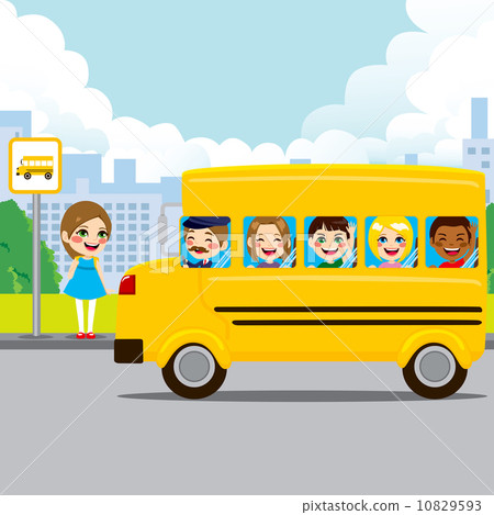 图库插图 school bus stop