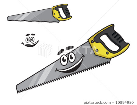 handcartoon,cartoon相机 cartoon handsaw with a happy smile
