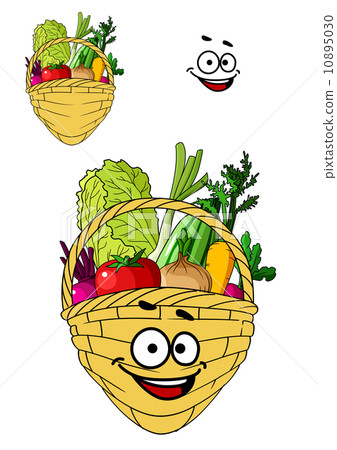 stock illustration: shopping basket with healthy groceries