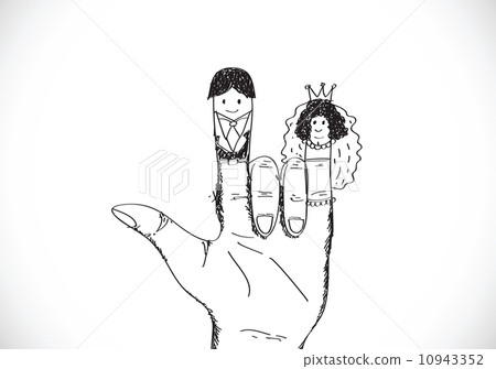 插图素材: cartoon hand drawn wedding couple wedding idea design