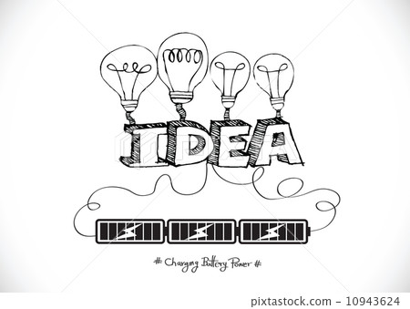 light bulb charging battery power idea design-插图素材[10943624