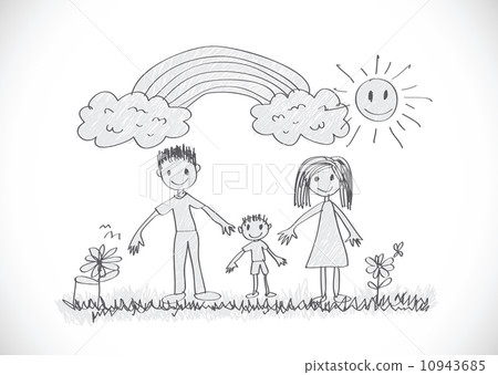 kids drawing happy family picture