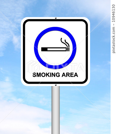 插图素材: smoking area sign with blue sky