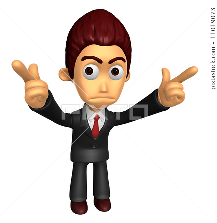 3d business man mascot to point the finger at you