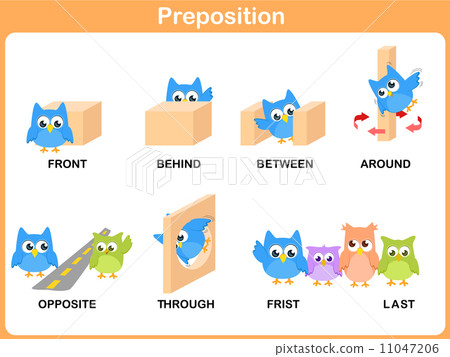 图库插图: preposition of motion for preschool