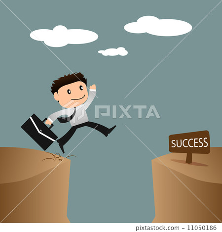插图素材: risk to success concept.businessman jumping over gap.