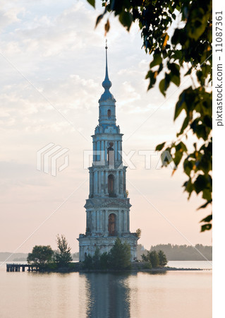 flooded belltower in kalyazin at sunrise 11087361