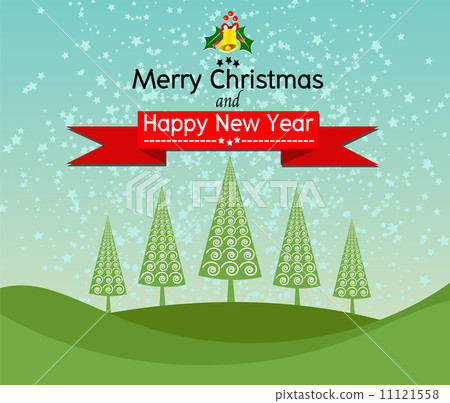 插图素材: merry christmas and happy new year card