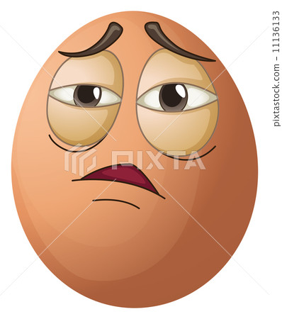 插图素材: an egg with a tired face