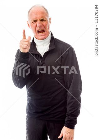 upset,seize 图库照片: upset senior man scolding somebody