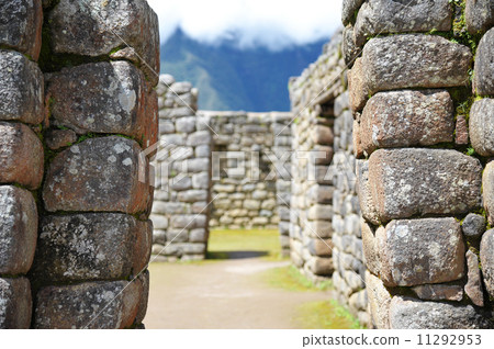 stock photo: peru machu picchu stone wall