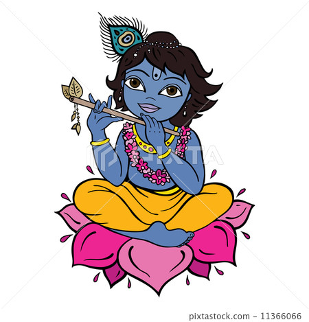 插图素材: hindu god krishna.