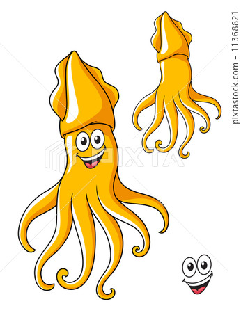插图素材: colorful smiling cartoon squid