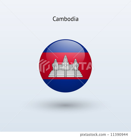 插图素材: cambodia round flag. vector illustration.