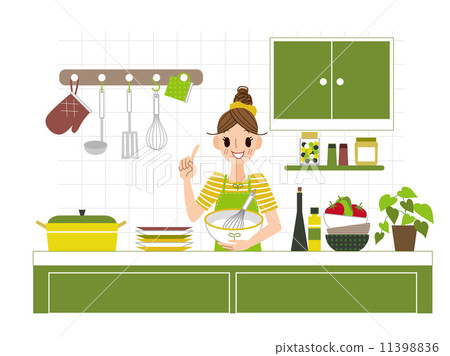 图库插图: 家庭主妇做饭