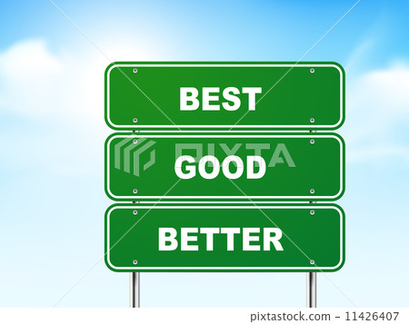 3d road sign with best, good and better