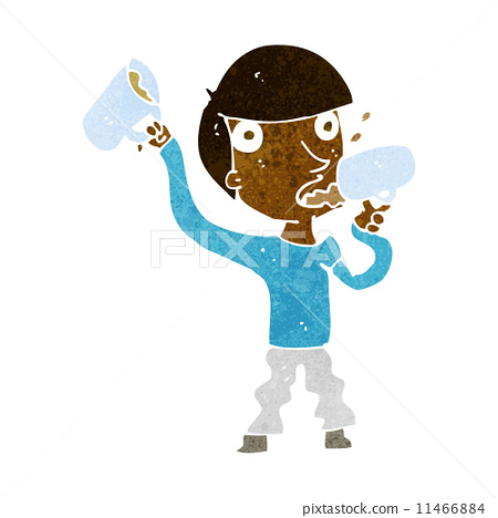 图库插图: cartoon man drinking beer