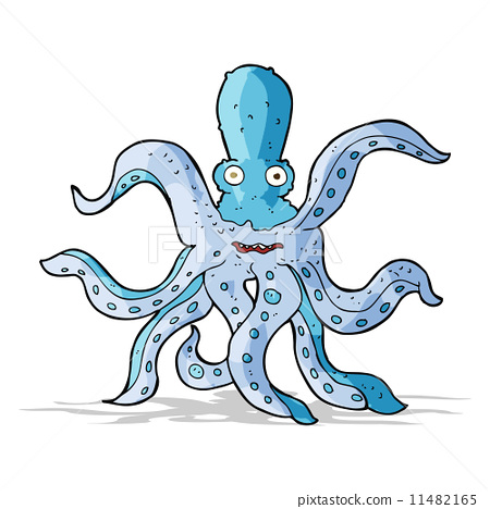 插图素材: cartoon giant octopus