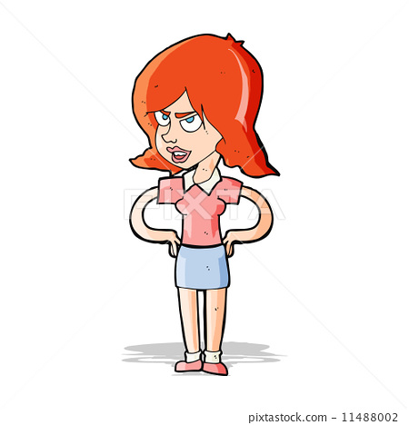 插图素材: cartoon annoyed woman with hands on hips
