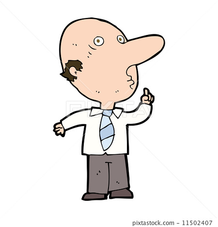 图库插图: cartoon bald man asking question