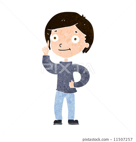 图库插图: cartoon boy with idea