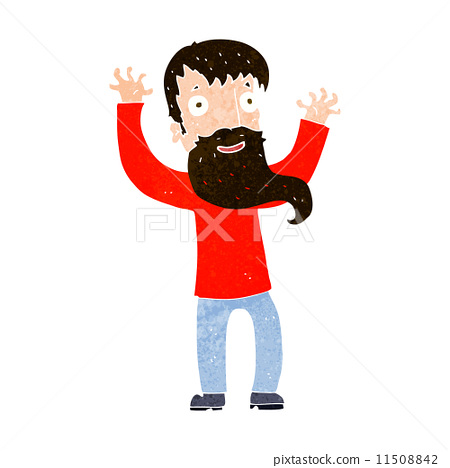 cartoon excited man with beard