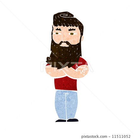 图库插图 cartoon serious man with beard