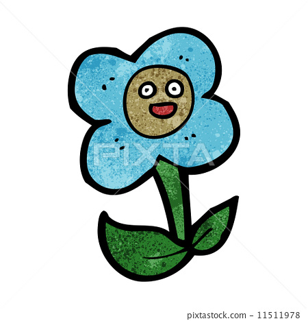 插图素材: cartoon flower with face