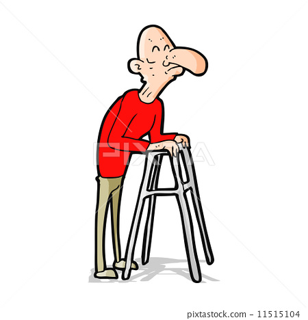 cartoon old man with walking frame 11515104