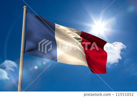 插图素材: france national flag on flagpole