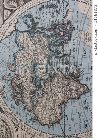图库照片: 17世纪的旧地图·旧大陆