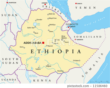 插图素材: ethiopia political map