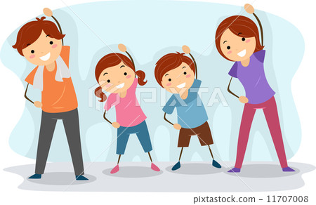 图库插图: family exercise