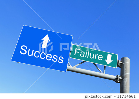 图库照片: success or failure - road signs