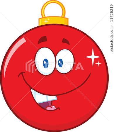 插图素材 happy red christmas ball cartoon mascot character