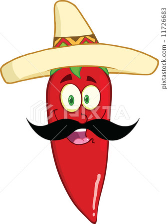 图库插图 smiling red chili pepper cartoon character with