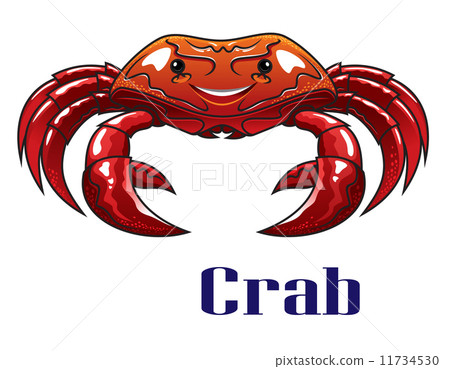 插图素材: cartoon red crab with big claws